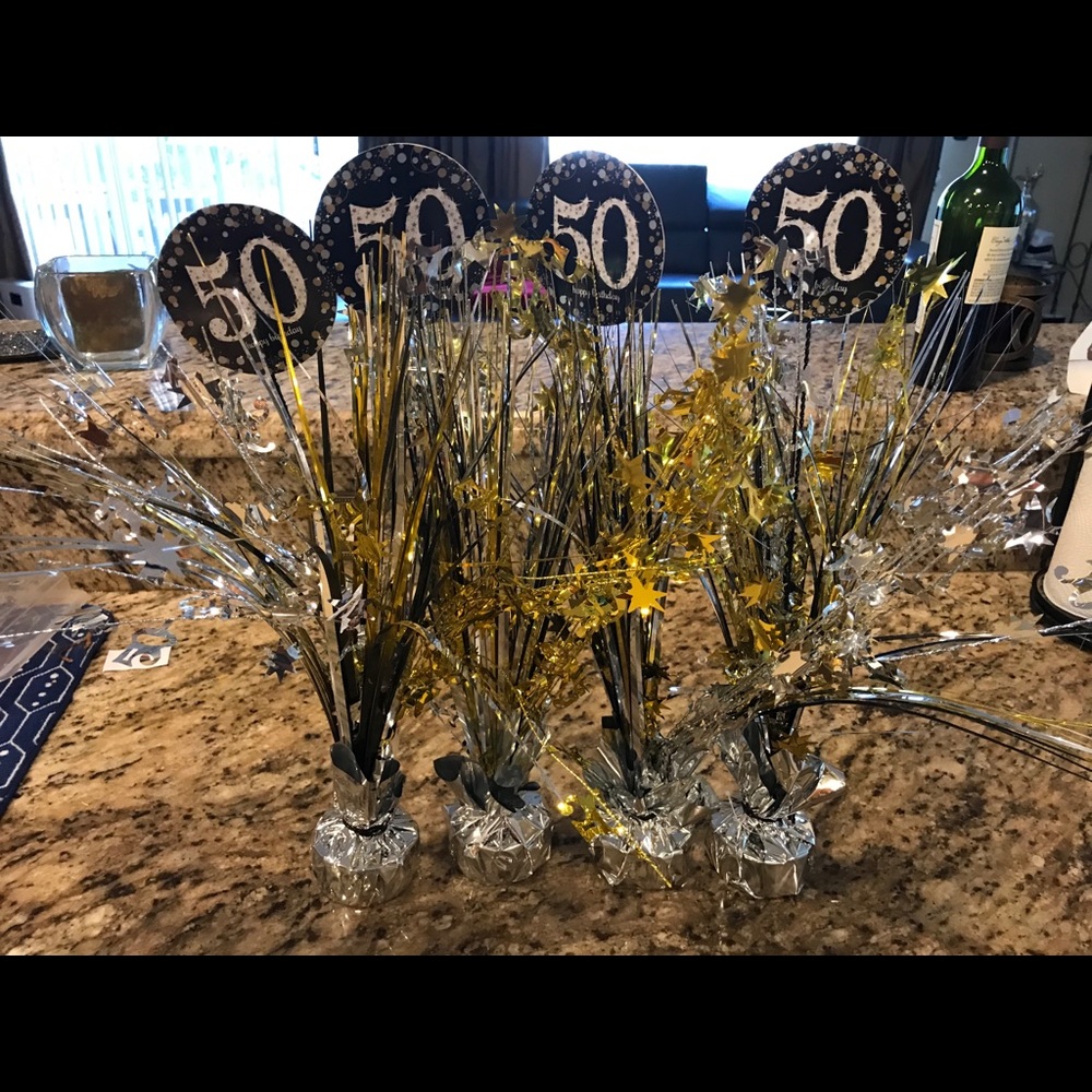 50th Birthday Decorations- Table centerpieces